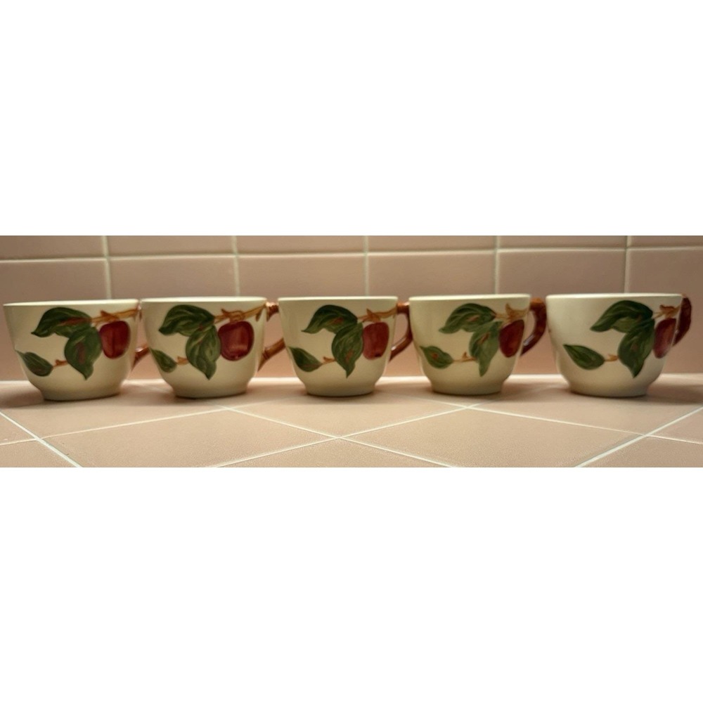 Set of 5 Vintage Franciscan Apple Coffee Tea Cups Mugs USA